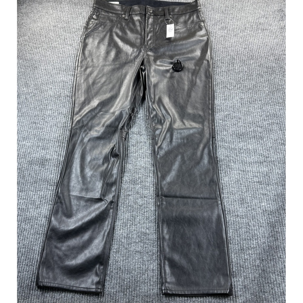 Gap Faux Leather Pants Women 14L Black Vintage Slim High Rise 34x3032/32 Long